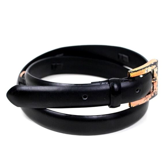 VTG Jones New York BLACK GENUINE LEATHER 7/8"Wd DRESS WOMEN'S BELT Sz L (R58 - Picture 5 of 14